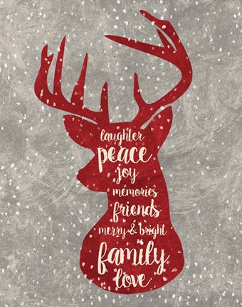 Framed Xmas Deer Print