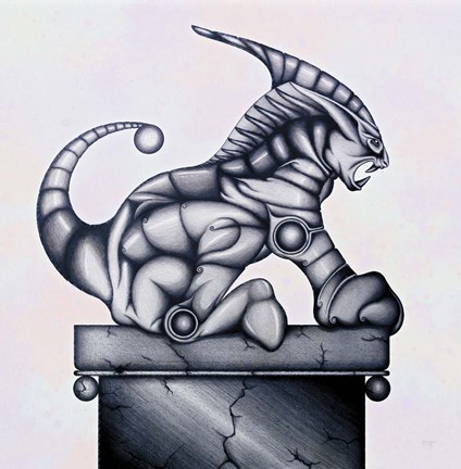 Framed Lion Gargoyle XVI Print