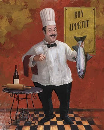 Framed Chef Fish Master Print