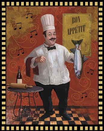 Framed Chef Fish Master Design Print
