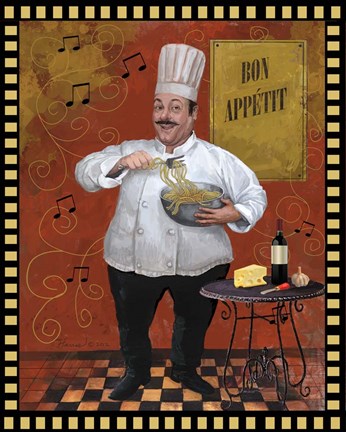 Framed Chef Pasta Master Design Print