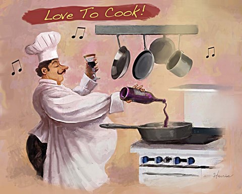 Framed Chef Wine Print