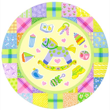 Framed Baby Theme Round Print