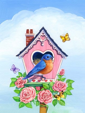 Framed Bluebird Valentine Print