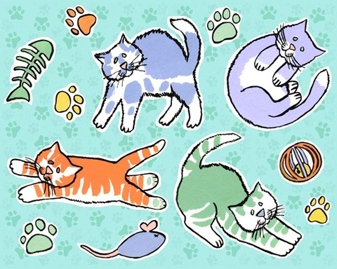 Framed Fun Kitties Pawprints Print