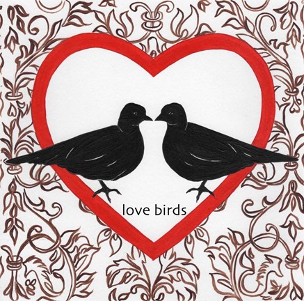 Framed Love Birds Valetines Print