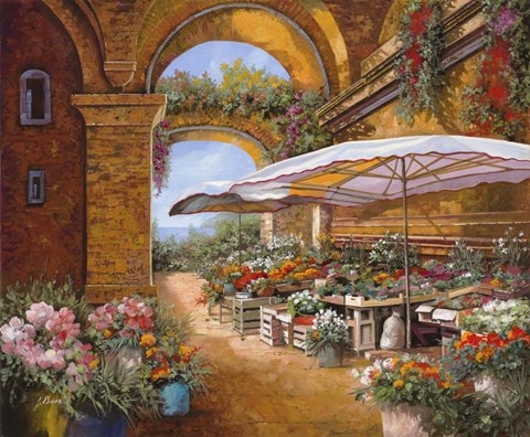 Framed Il Mercato Sotto i Portici Print