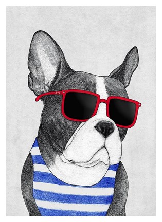 Framed Frenchie Summer Style Print