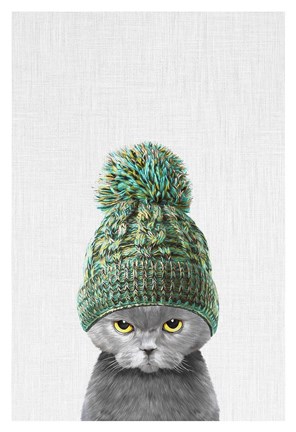 Framed Kitten Wearing a Hat Print