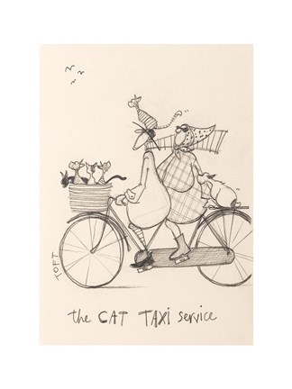Framed Cat Taxi Print