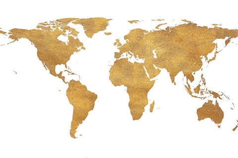 Framed Gold World Map (gold foil) Print