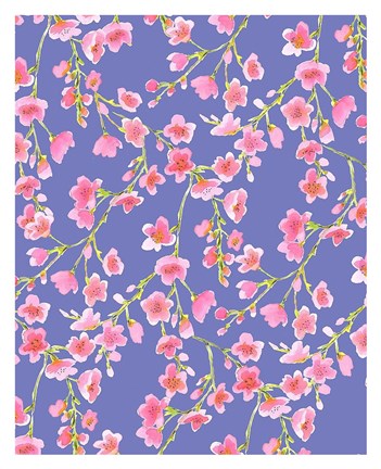 Framed Cherry Blossom Blue Print