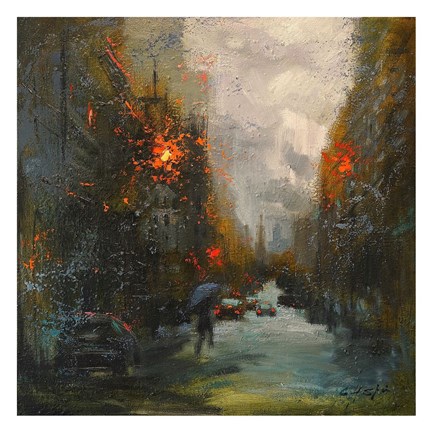 Framed Rainy in South Manhattan Print