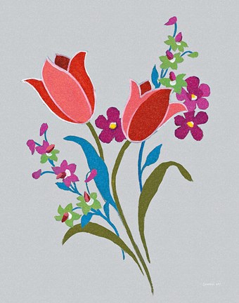 Framed Alpine Bouquet IV Gray Print