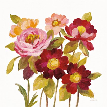 Framed English Garden IV on White Print