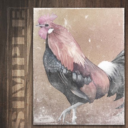 Framed Rooster I Print