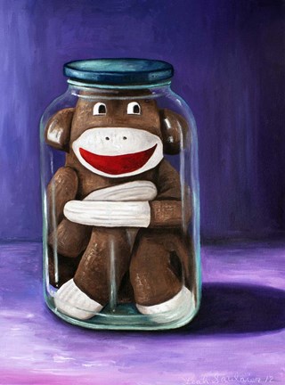 Framed Preserving Childhood Sock Monkey Print
