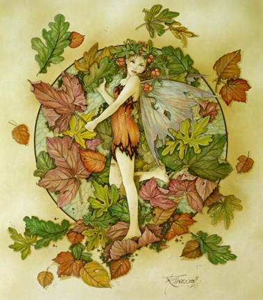 Framed Autumn Leaf Fairy Print