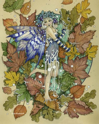 Framed Winter Leaf Fairy Print