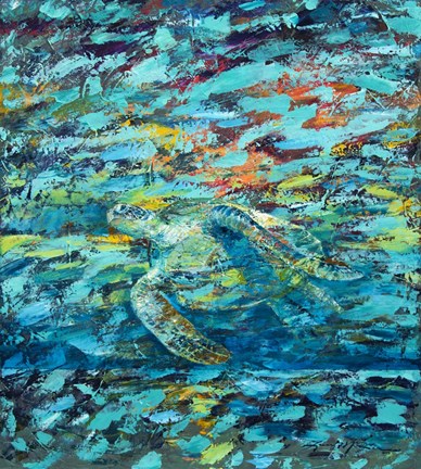 Framed Kemps Ridley Turtle Hidden Treasure Print