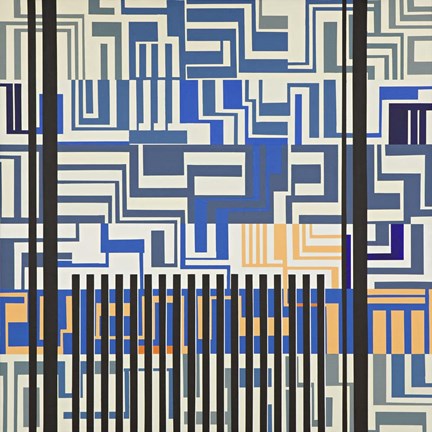 Framed Gray &amp; Blue Print