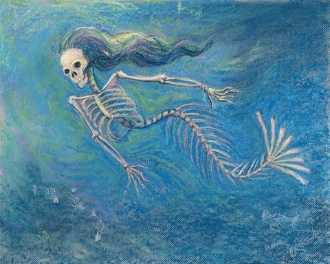 Framed Skelly Mermaid Print