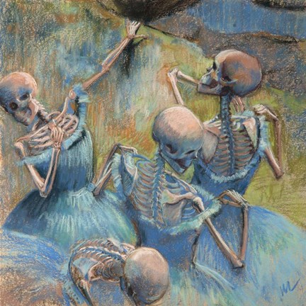 Framed Blue Skelly Dancers Print