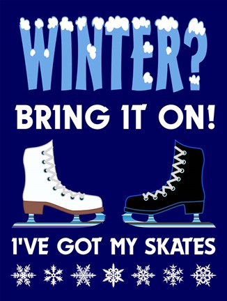 Framed Winter Bring It Skates Print