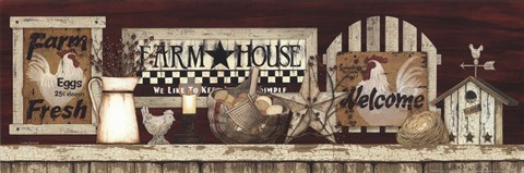 Framed Farm Rooster Shelf Print