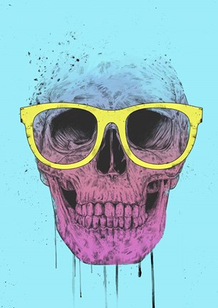 Framed Pop Art Skull With Glasses Print