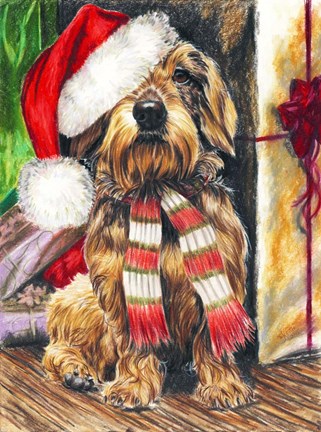 Framed Dachsund Santa Hat Print