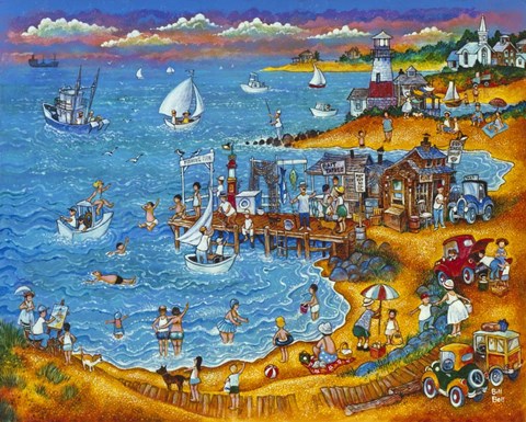 Framed Fishing Pier Print