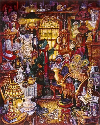 Framed Antique Lady Green Coat Print