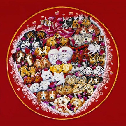 Framed Valentine Dogs Print