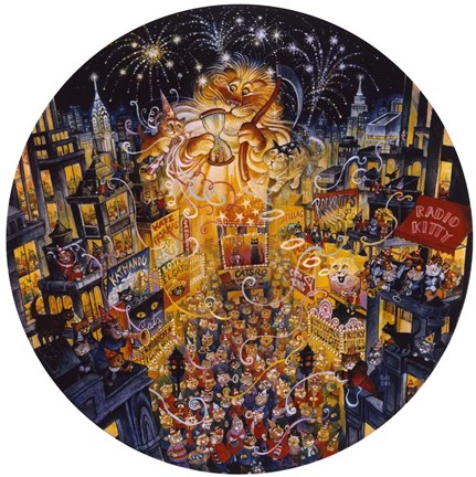 Framed New Years Cats Print