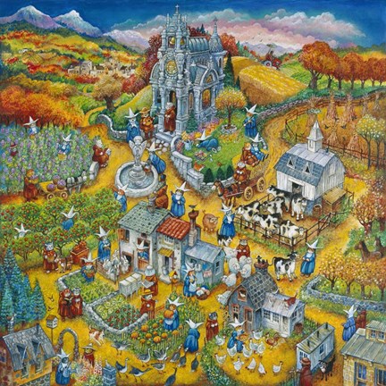 Framed Holy Cats Bringin&#39; In The Sheaves Print