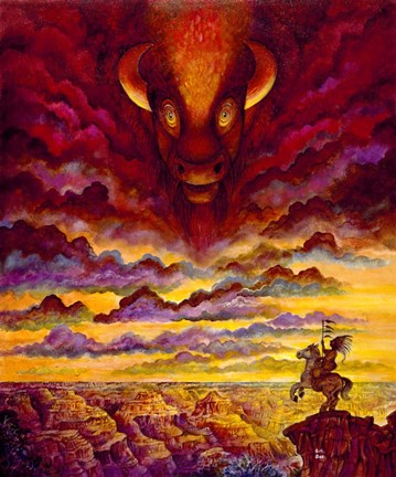 Framed Raging Buffalo Print