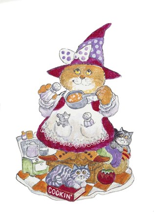 Framed Cookin&#39; Cat Print