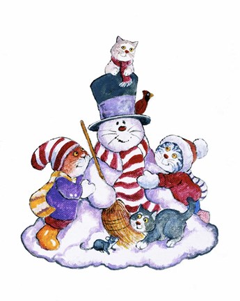 Framed Winter Cats Print