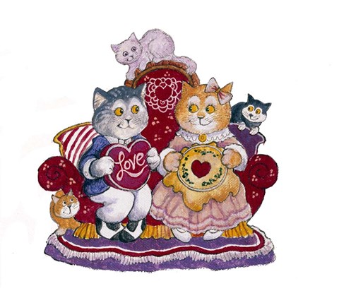 Framed Valentine Cats Print