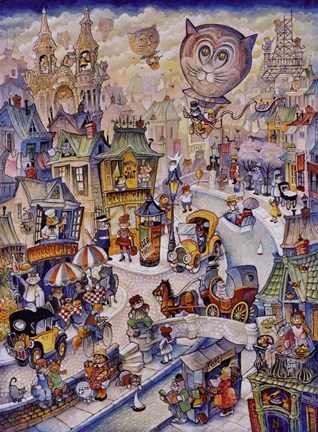 Framed Paris Les Chats Print