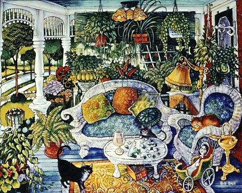 Framed White Wicker Summer Print