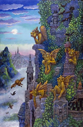 Framed Gargoyle&#39;s Twilight Print
