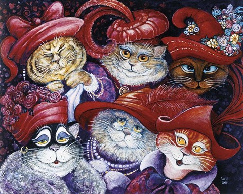 Framed Red Hat Cats Print