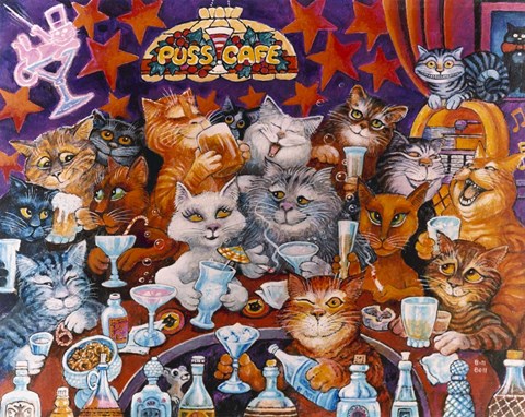 Framed Puss Cafe Print