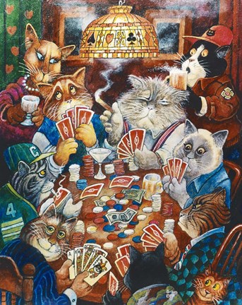 Framed Poker Cats Print
