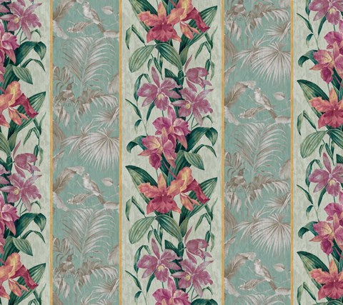 Framed Orchid Toile Panel Celadon Print