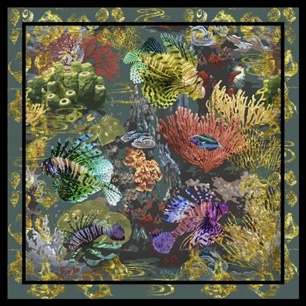 Framed Golden Coral Seas Print