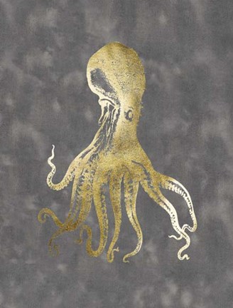Framed Gold Foil Octopus I Print
