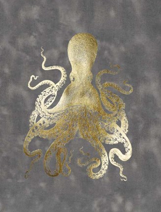 Framed Gold Foil Octopus II Print